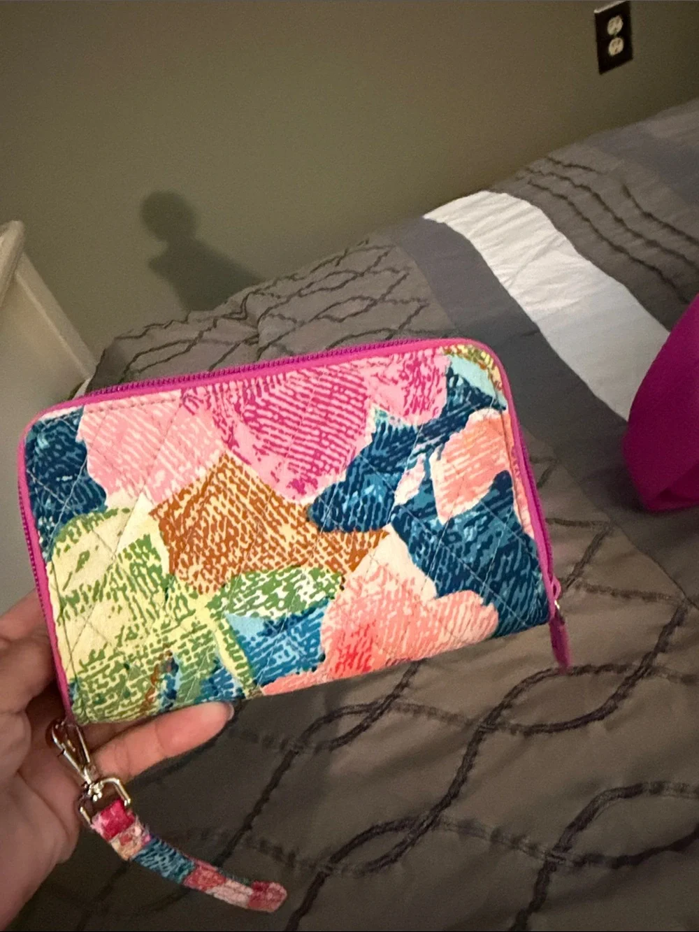 Vera Bradley Floral Quilted Pink Bag Set wallet, accessories and lanyard